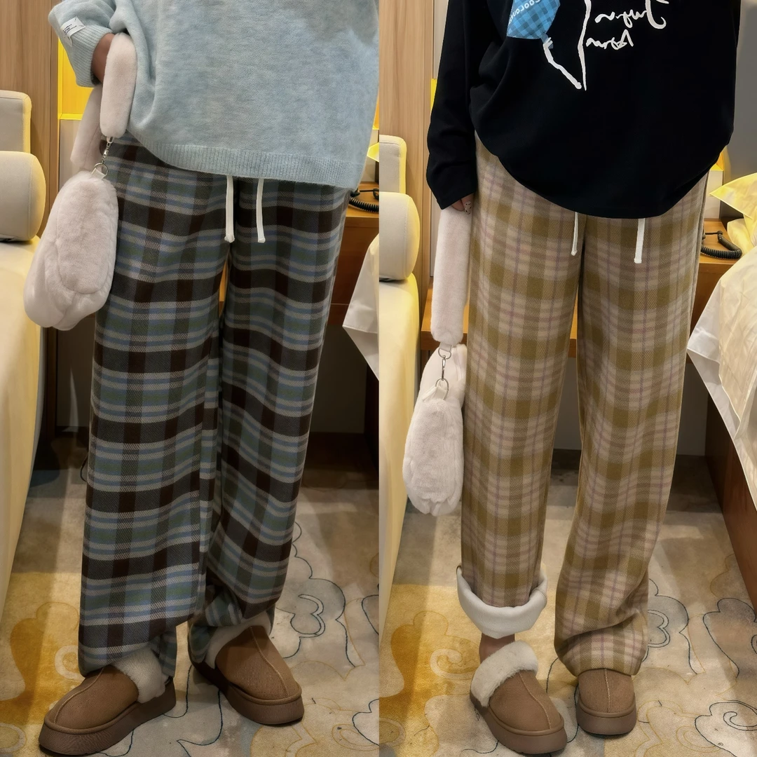 圣托里尼 / 梨形无脑入的撞色格子裤11873花契200斤胖mm冬季减龄