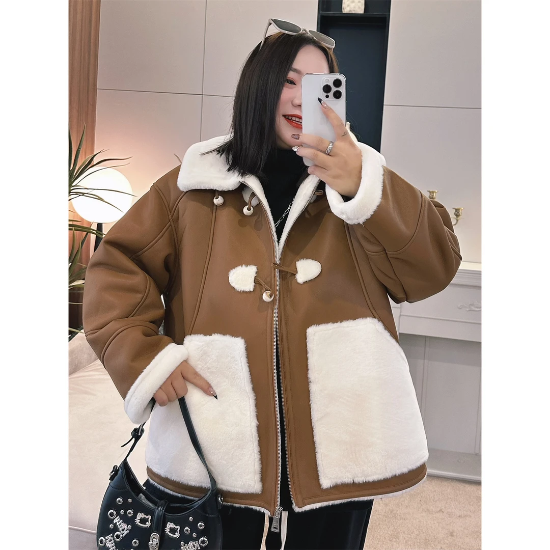 断码捡漏~雾岛秋歌 / 设计师款PU拼皮款毛毛外套1115花契200斤