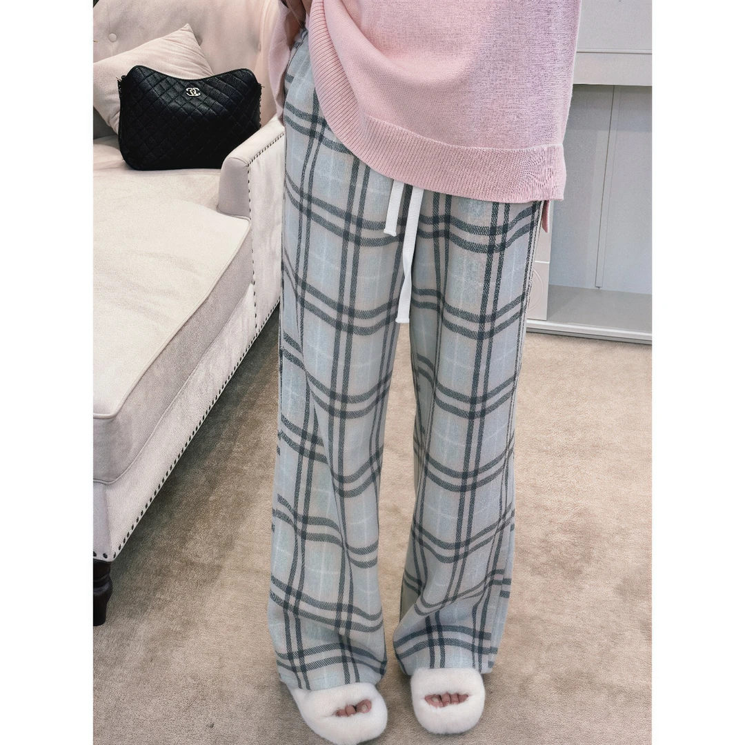 断码捡漏~韩漫休闲 / 周日宅家松弛毛呢格子裤8024花契200斤胖mm