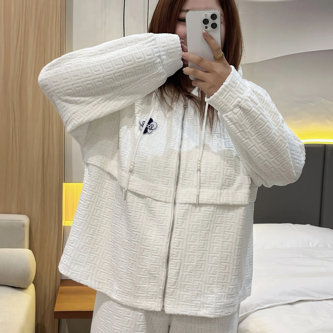 断码捡漏~法米尔枫 / 连帽上衣阔腿裤两件套4208花契200斤胖mm