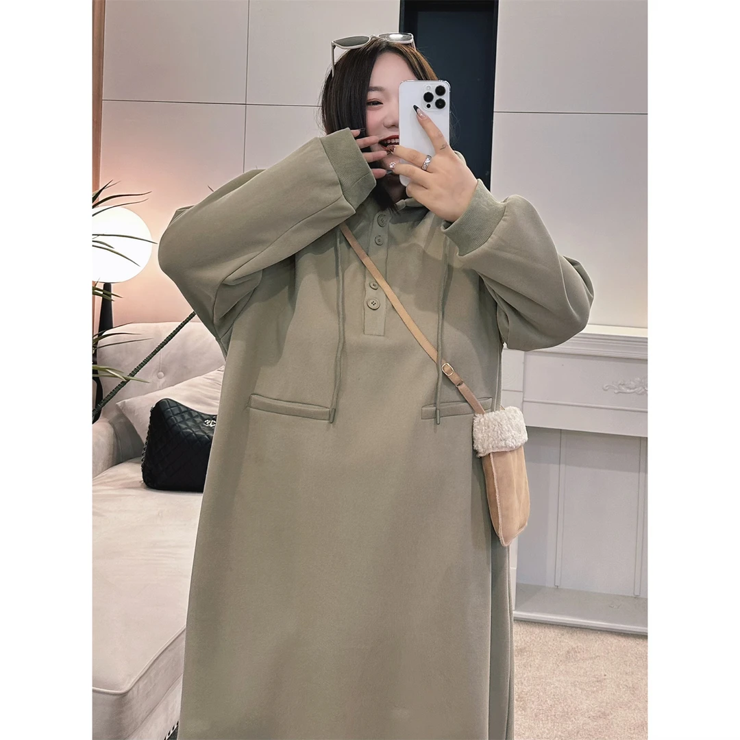 断码捡漏~马里波恩 / 加绒款美式慵懒风长款卫衣裙18067花契200斤