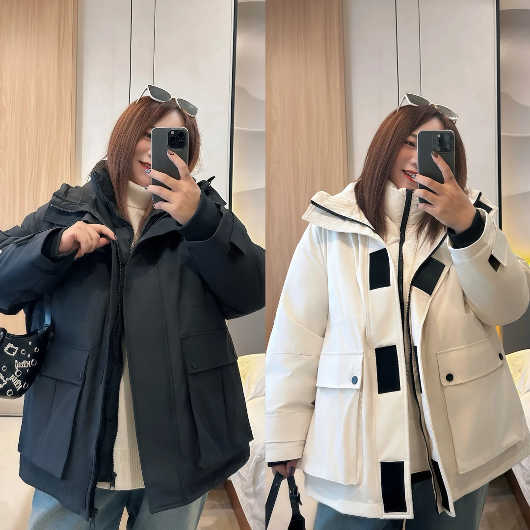 伊莎贝尔 / 中长款连帽加厚保暖棉服11262花契200斤胖mm冬季减龄