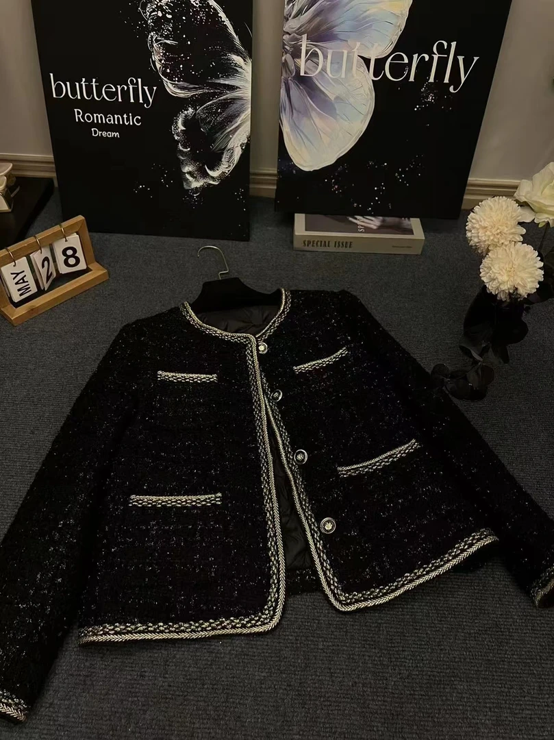 2024秋冬加厚新款小香风外套复古气质百搭外套韩版