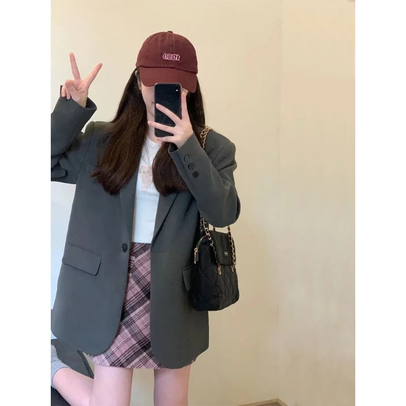 灰色高级感西装外套女春季2025新款韩版小众今年流行职业休闲西服