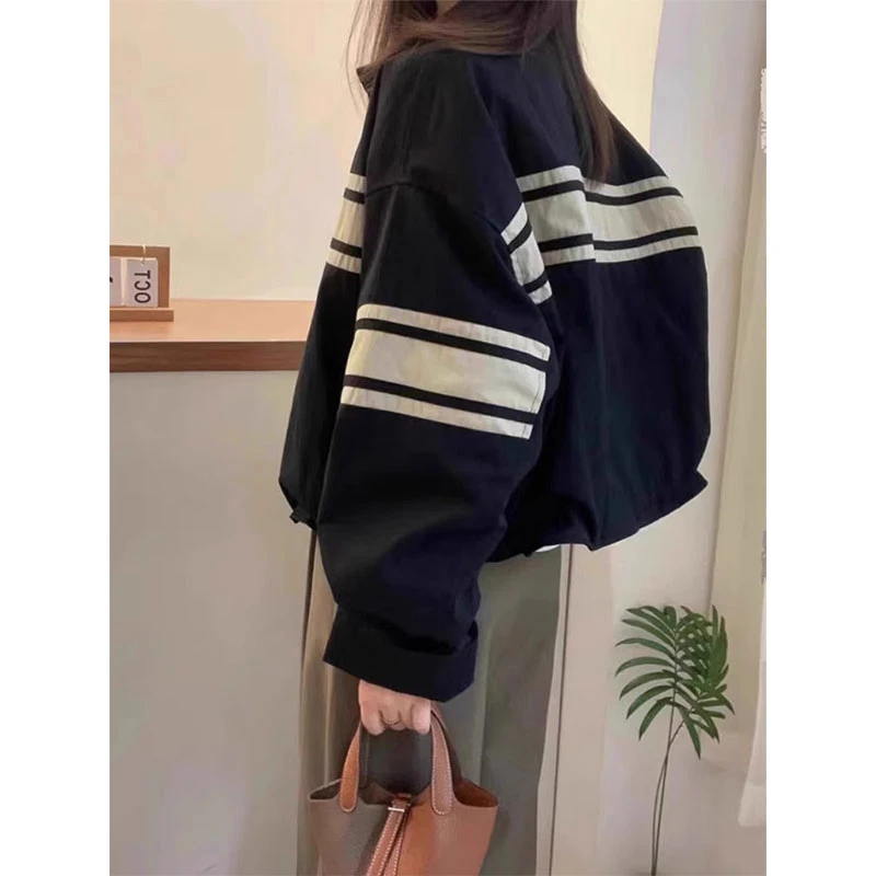 短款小个子美式棒球服外套女春季2025年新款宽松撞色薄款女士夹克