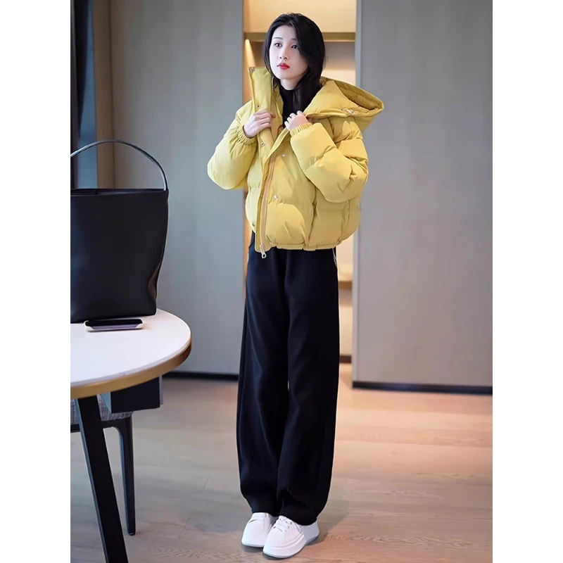 冬季新款连帽短款小众棉服外套女加厚保暖棉袄宽松面包服棉衣外套
