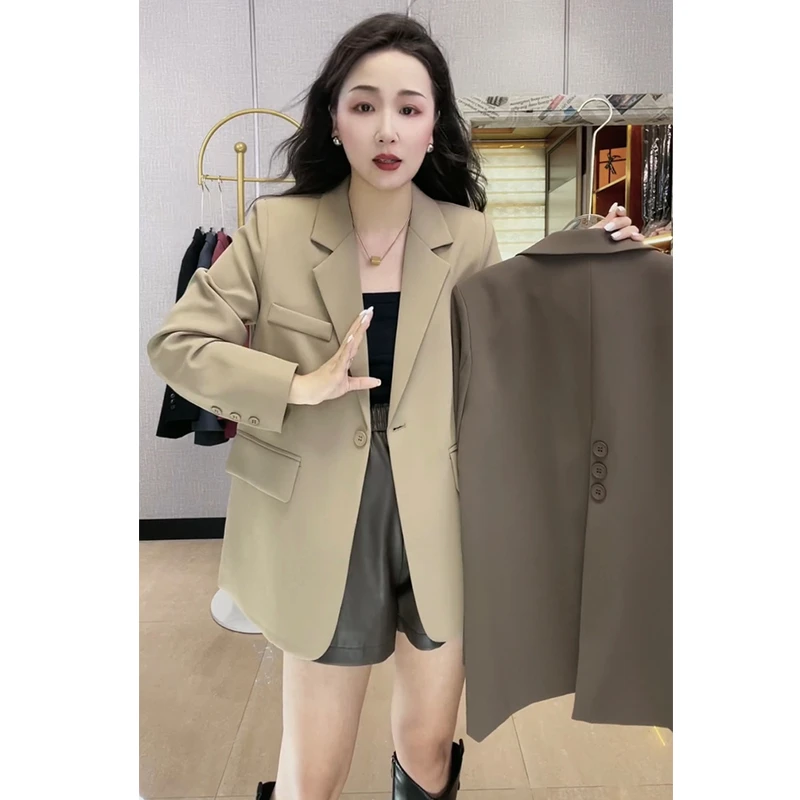 炸街夹棉加厚西装外套女2024秋冬新款后开叉职业休闲今年流行西服