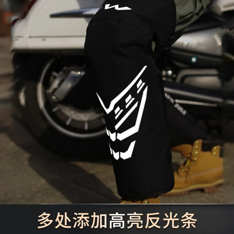 摩托车冬季骑行护膝夜间反光防风护具新款摩托车机车护腿防寒保暖