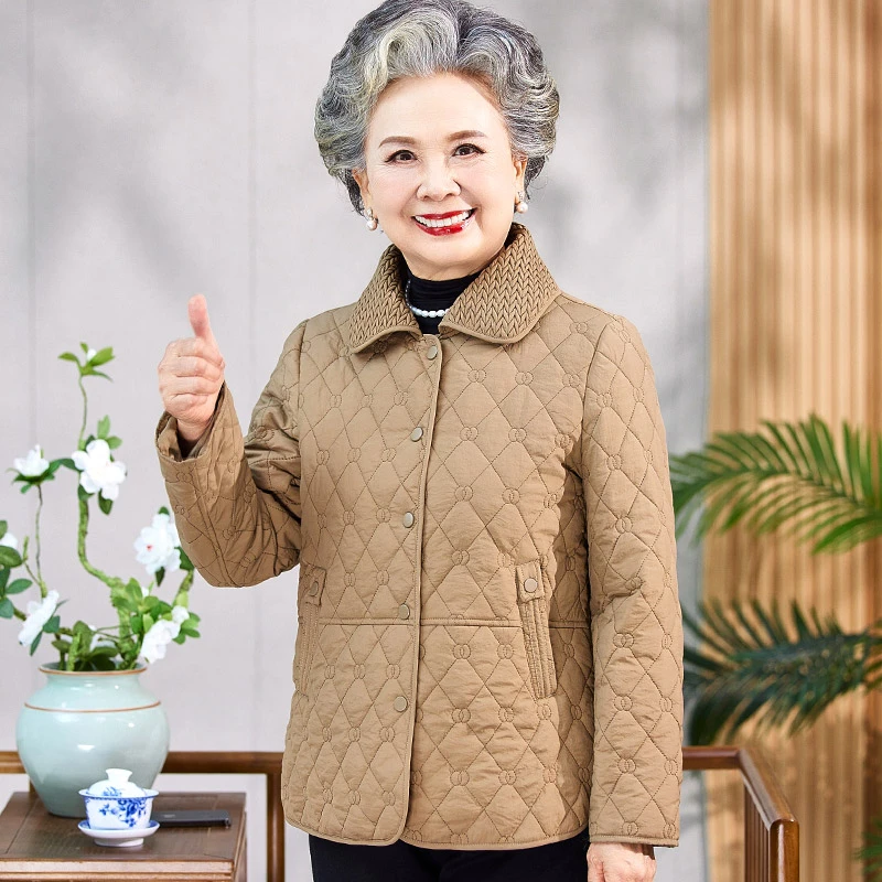 奶奶秋装轻薄棉衣中老年妈妈春秋天宽松外套夹克60岁70老太太衣服