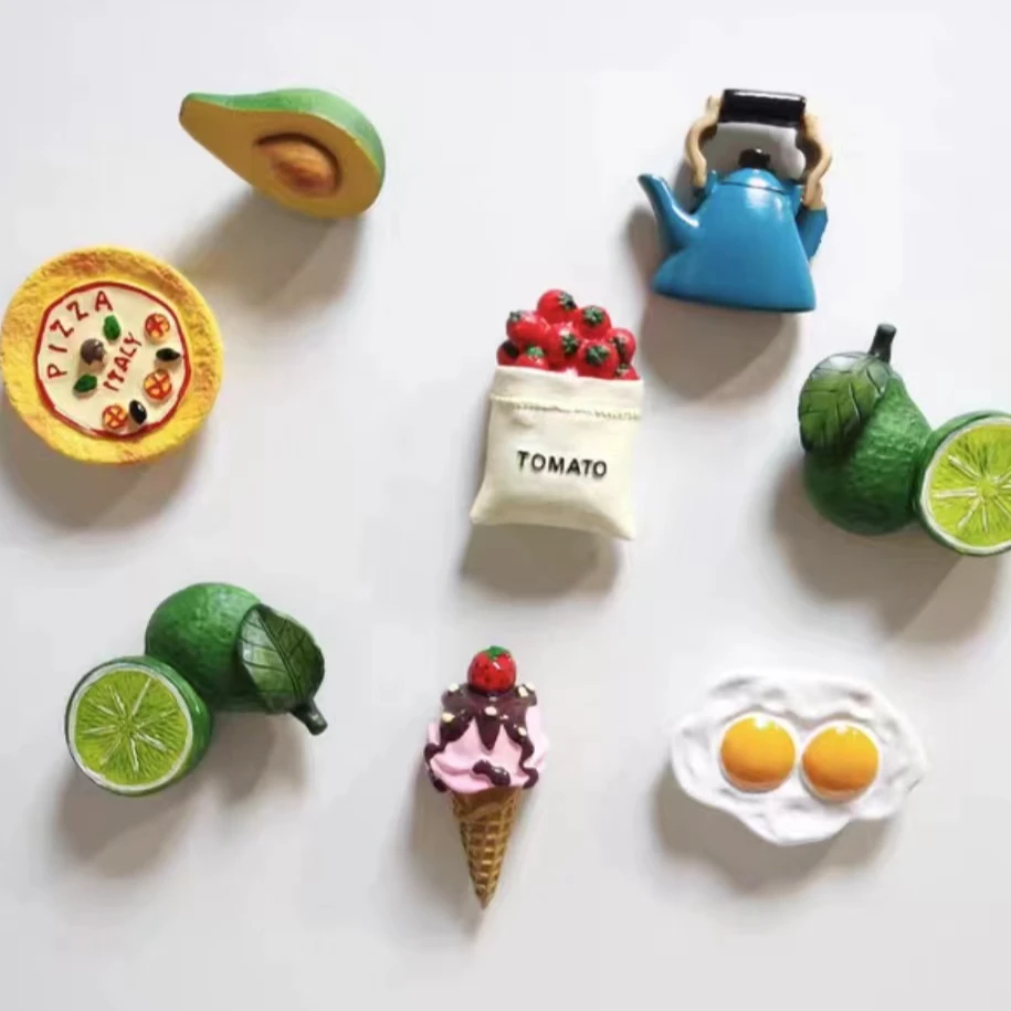 喜庆冰箱贴3d立体创意磁性贴仿真食物面包可爱装饰菜谱吸铁石