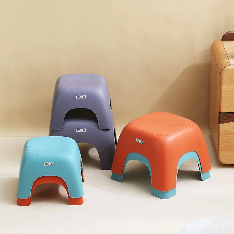 加厚塑料小凳子浴室洗澡凳防滑凳换鞋凳幼儿园椅子创意皮纹凳