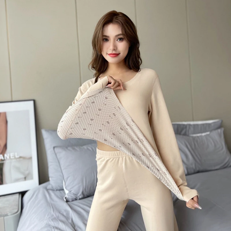 【粉丝专享】品彩新款冬季双面磨毛抑菌温感色变保暖内衣套装in