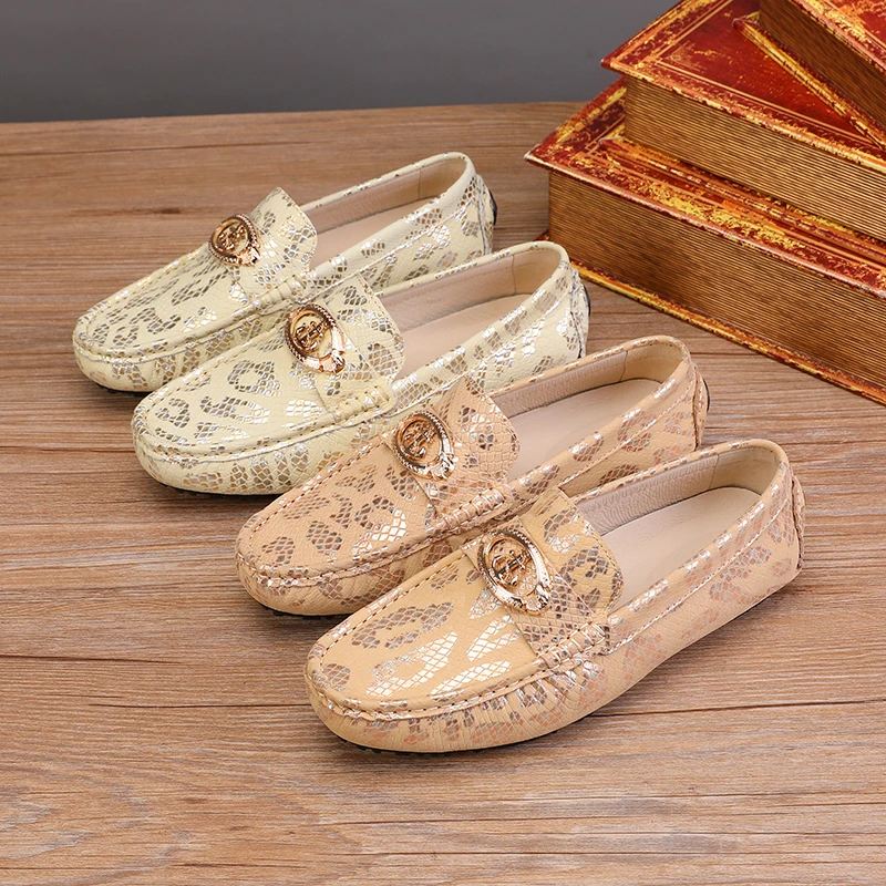 欧洲站2024夏季新款金色真皮豆豆鞋男士驾车鞋懒人鞋休闲鞋男鞋