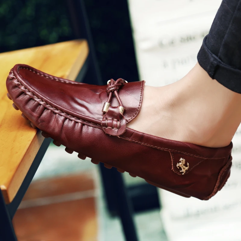 夏季新款皮鞋豆豆鞋男款真皮软底透气英伦百搭驾车懒人休闲鞋男款