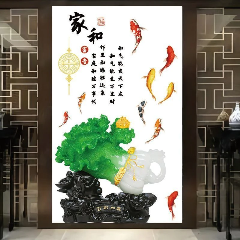 猪猪装饰画百财如意轻奢风门贴纸自粘防水墙贴玄关装饰贴画新中式