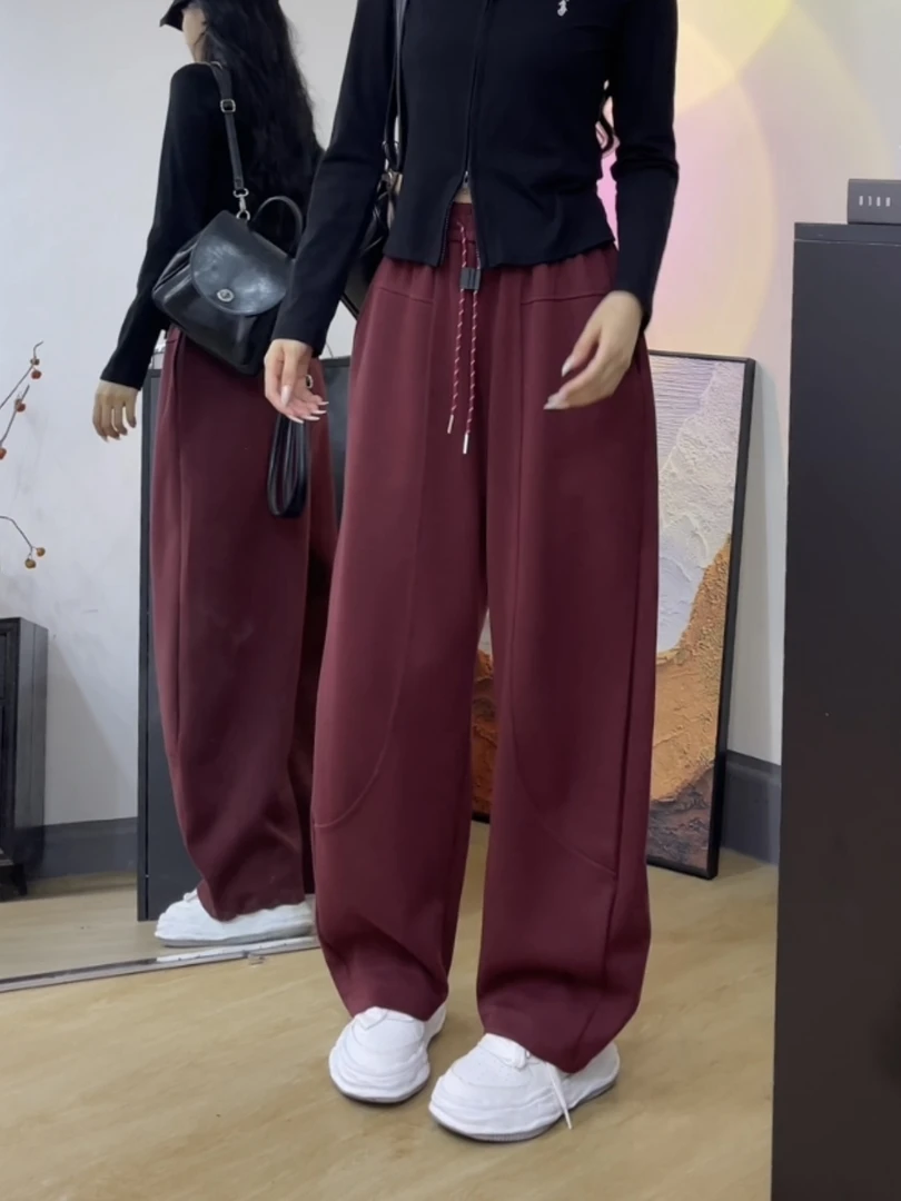 加绒加厚弯刀裤高腰百搭休闲裤