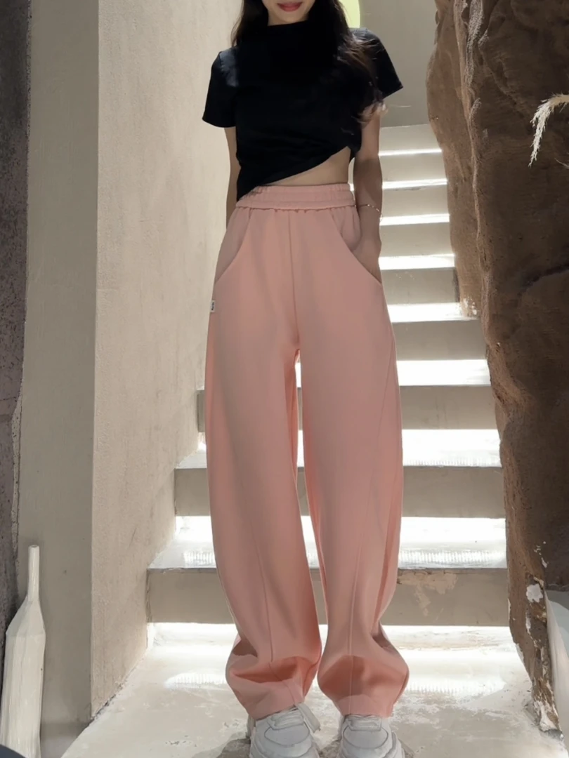 美式运动裤女2024新款春秋宽版卫裤休闲阔腿ins潮牌香蕉裤子