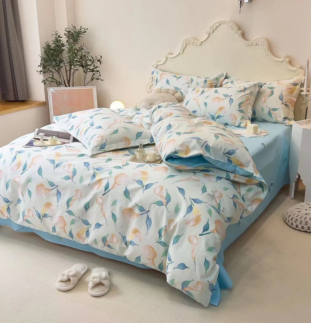 小清新纯棉斜纹四件套学生宿舍三件套全棉被套床单厂家直销