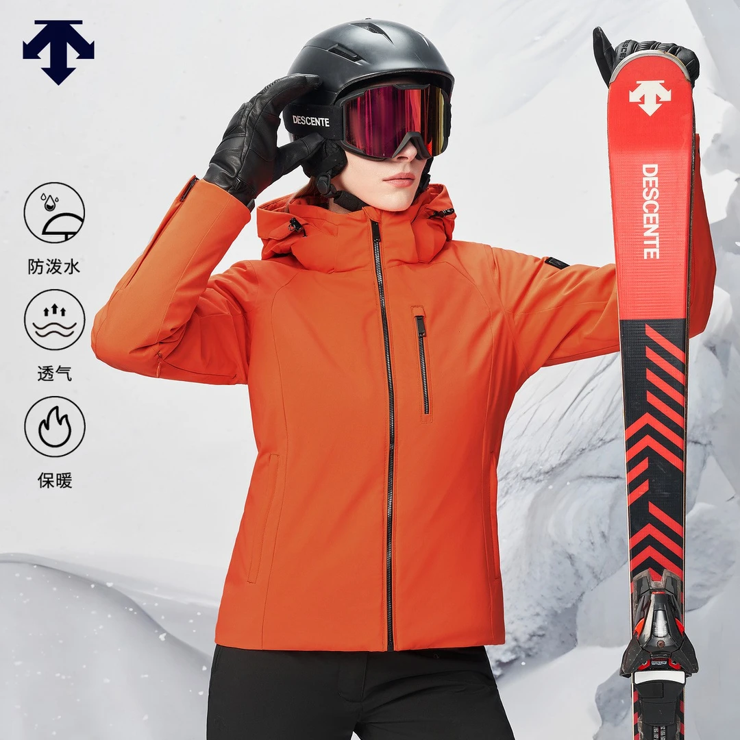 DESCENTE迪桑特SKI系列女士防泼水专业休闲连帽滑雪服冬季