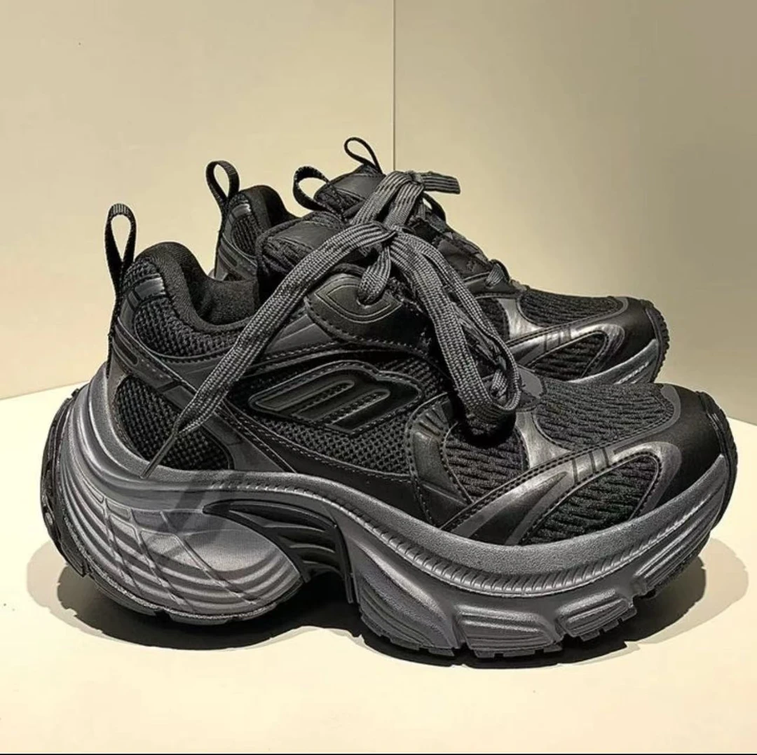 巴家夏季男鞋10XL厚底老爹鞋男拼色百搭增高健身情侣运动鞋休闲鞋