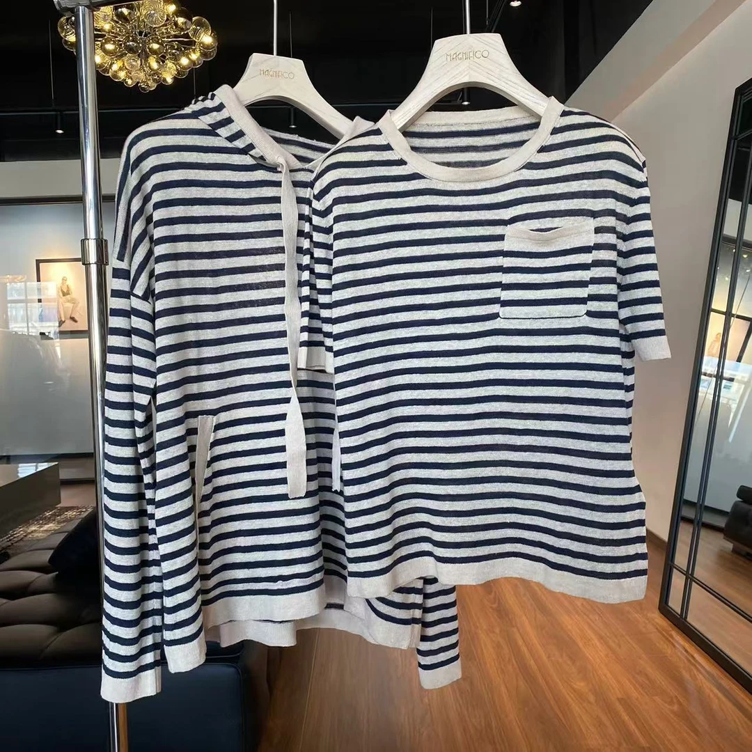 MNFK 2025 亚麻条纹长短袖套装 TZ0162