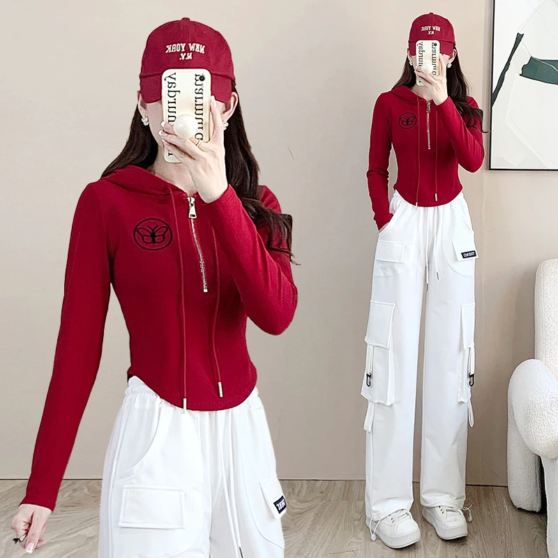 高档休闲运动套装女秋冬2025新款嘻哈爵士曳步舞跳操工装裤两件套