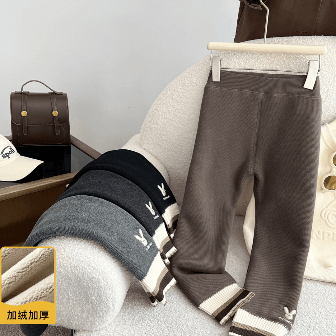 【宸宸妈】冬季新款女童加绒打底裤中大童儿童百搭休闲裤XXKD35576