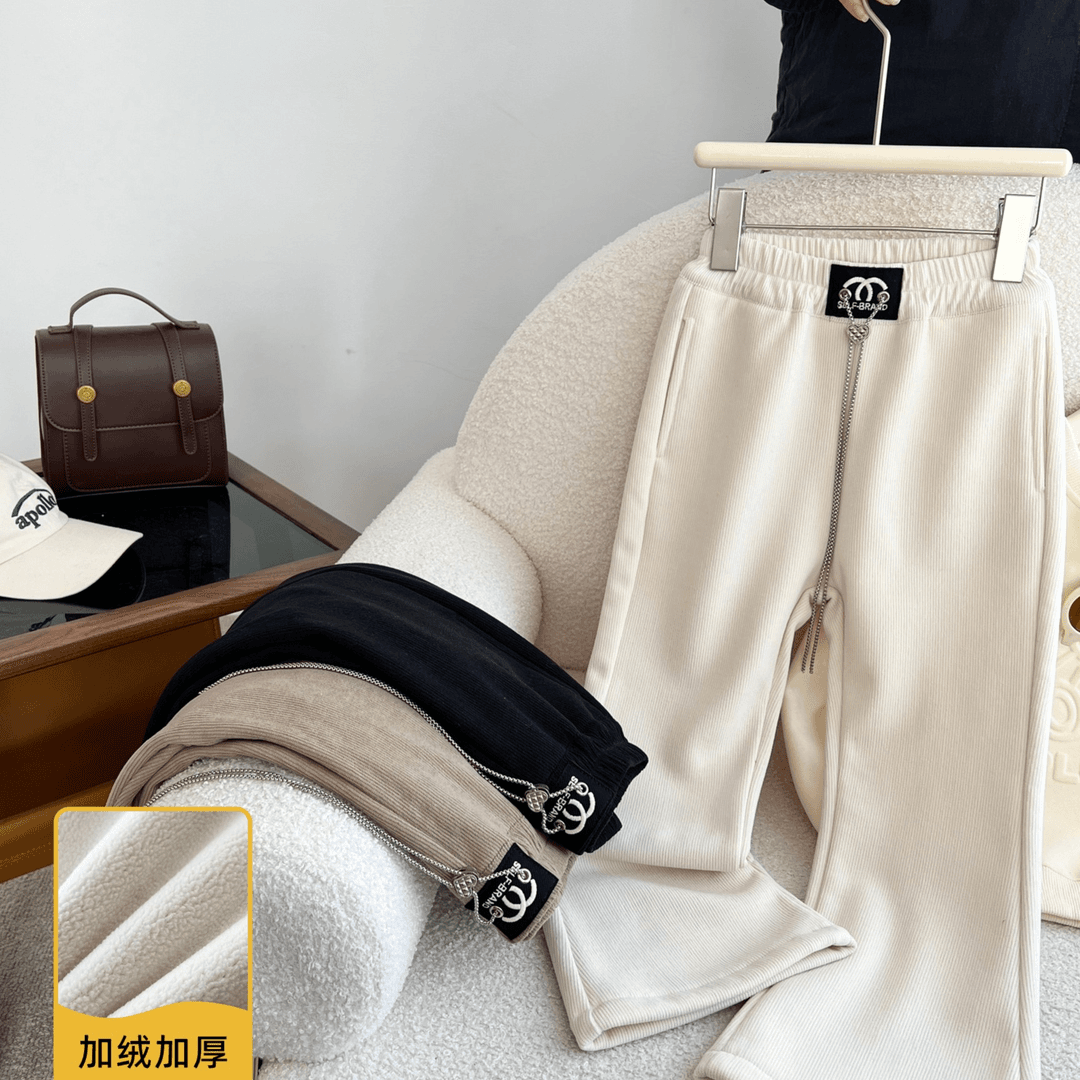 【宸宸妈】冬季新款6-12岁时尚喇叭裤中大童加绒休闲裤JMKD36024