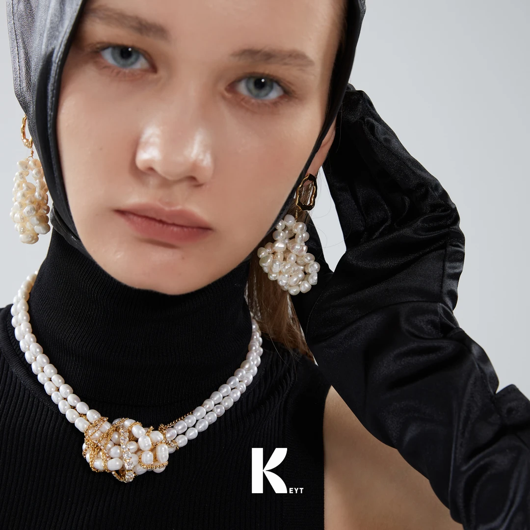 KEYT 铜合金仿珍珠项链 巴洛克细链打结珠珠淡水项链【粉丝福利】