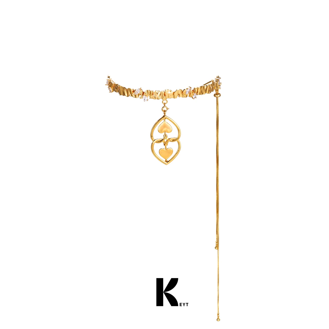 KEYT 铜合金项链 旋转爱心八音盒系列项圈轻奢时尚百搭简约坠链