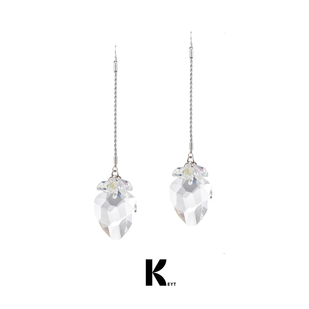 非金属树脂耳饰 透明草莓剔透感长款吊坠耳环