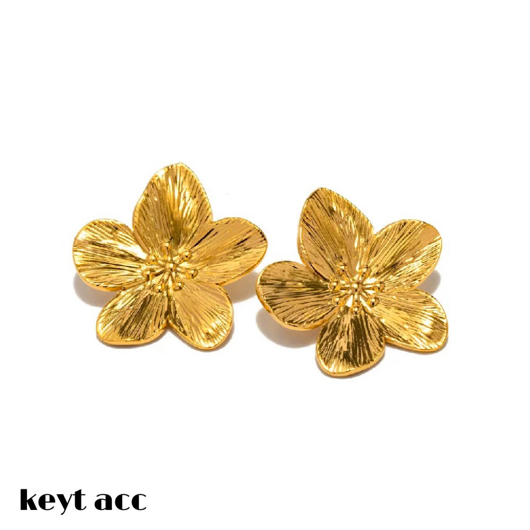 KEYT 铜合金耳饰 金灿灿五瓣花朵耳环