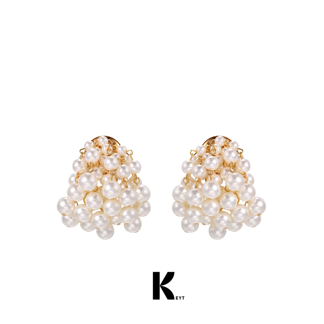 KEYT 铜合金仿珍珠耳饰 白珠流苏爆米花耳环【粉丝福利】