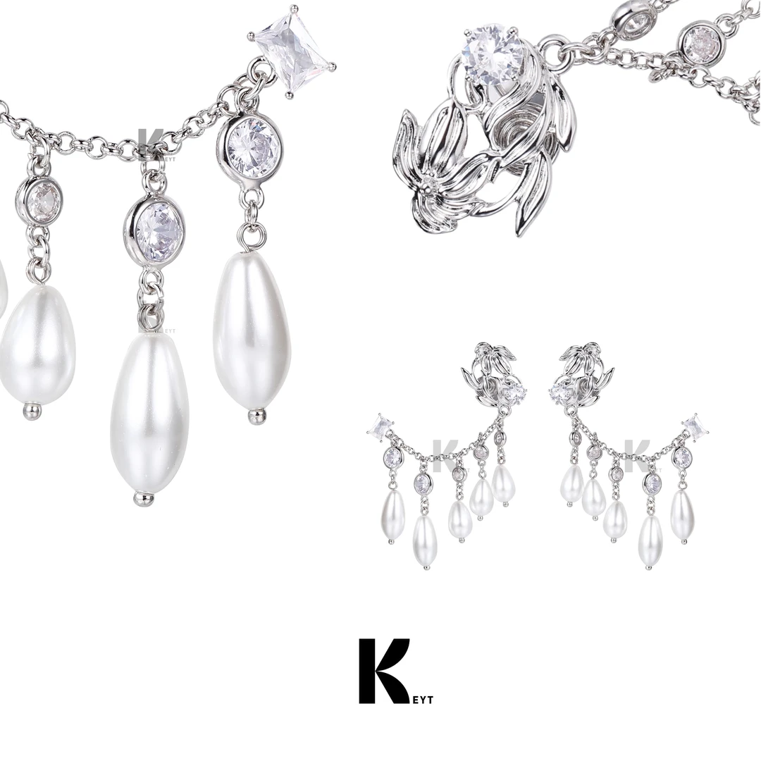 铜合金合成锆石耳饰 花雾精灵时尚百搭耳钉耳骨链