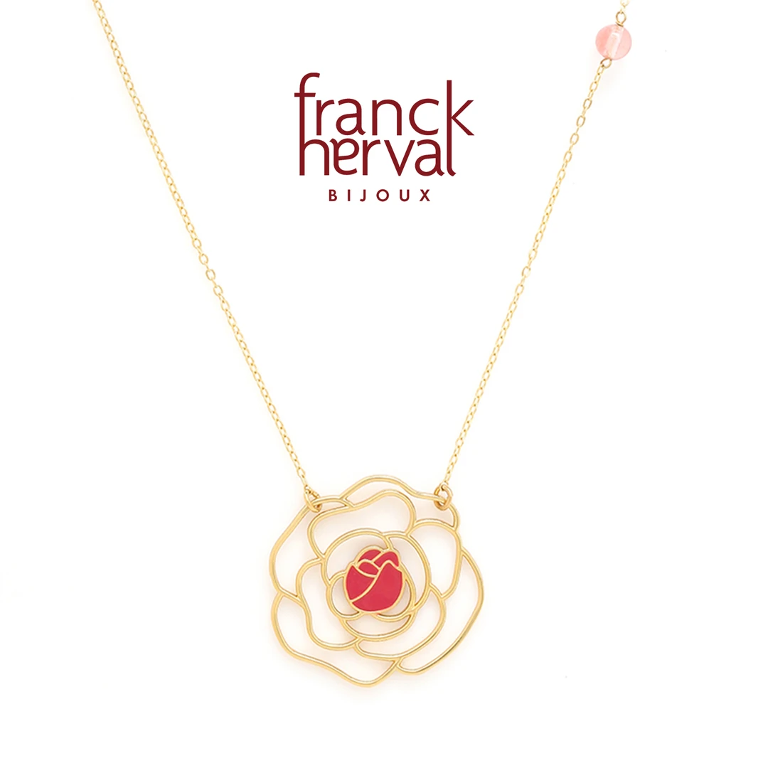 合金项链 法国品牌Franck Herval 山茶花系列 时尚潮流短项链