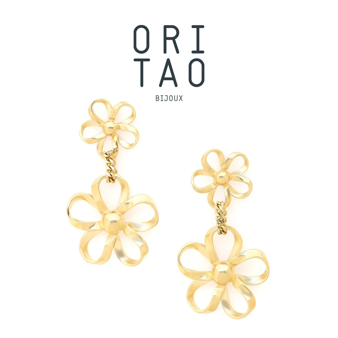 合金耳饰 法国品牌 ORI TAO 花神系列 双花设计五瓣花春夏新品