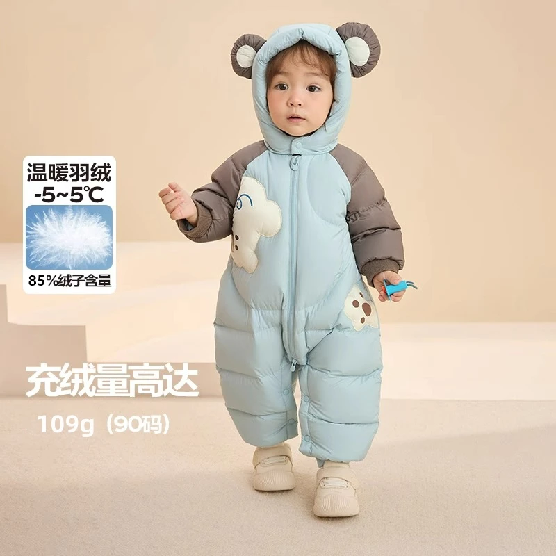（白鸭绒）商场同款加厚白鸭绒羽绒服连体衣婴儿保暖冬季婴童