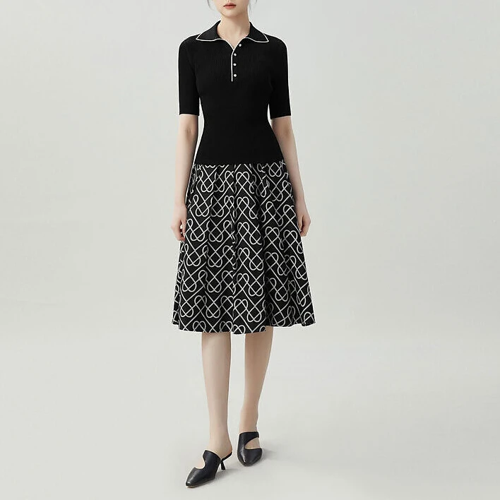 商场同款女装春夏套头半开领纯色短袖上衣T恤针织衫A301170