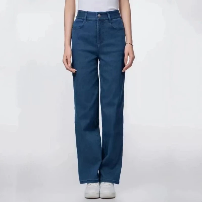 商场同款新款女装秋冬休闲百搭加绒直筒香蕉牛仔裤5100588