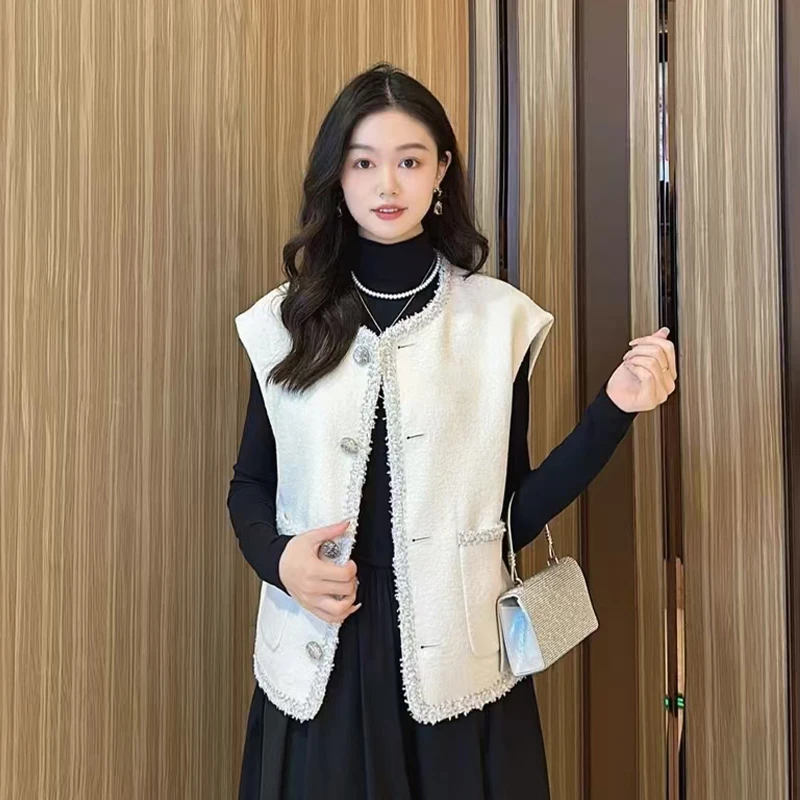 商场同款女装秋季新款气质宽松百搭圆领小香风马甲外套1400791