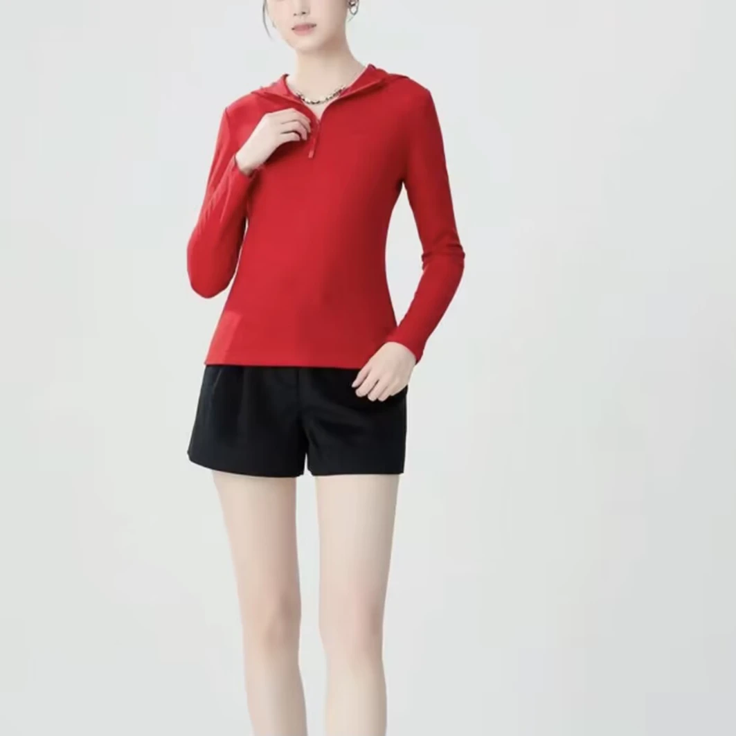 商场同款女装春秋新款口袋休闲连帽长袖卫衣纯色打底衫女5300662