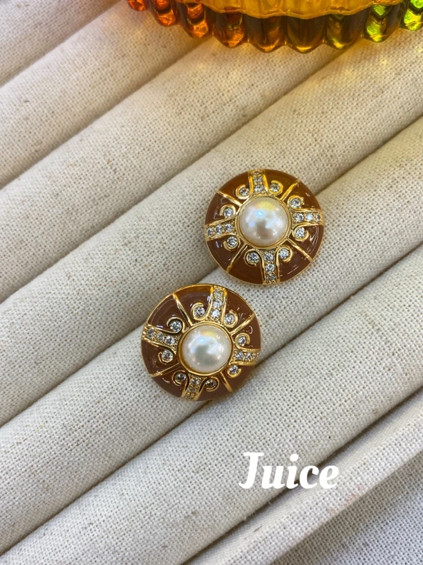 锌合金耳饰 微镶锆石珍珠耳环优雅时尚气质耳环