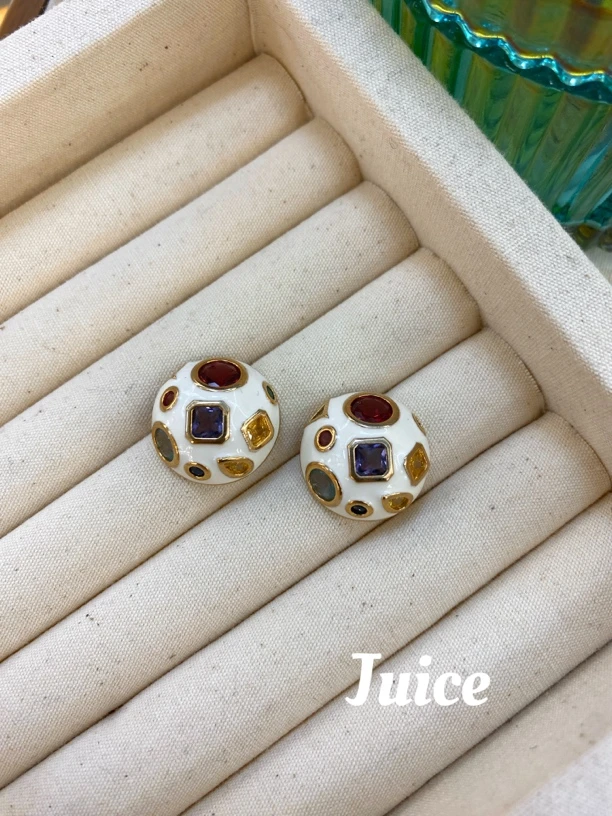 锌合金耳饰 彩色糖豆亮闪耳钉