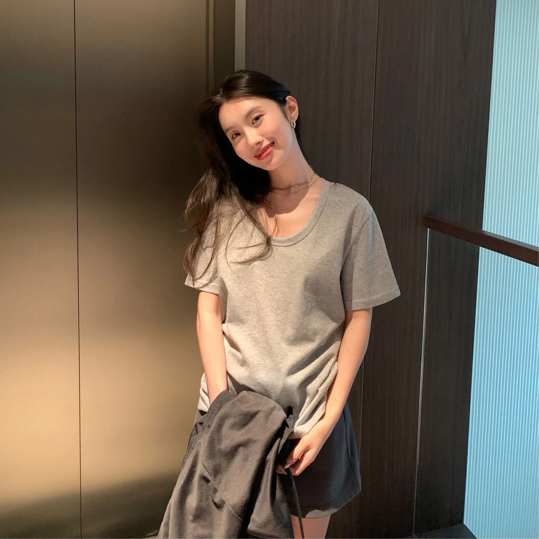 2024年春款 早春百搭U领T恤 （推荐 自由灰）休闲时尚显瘦韩版GR763