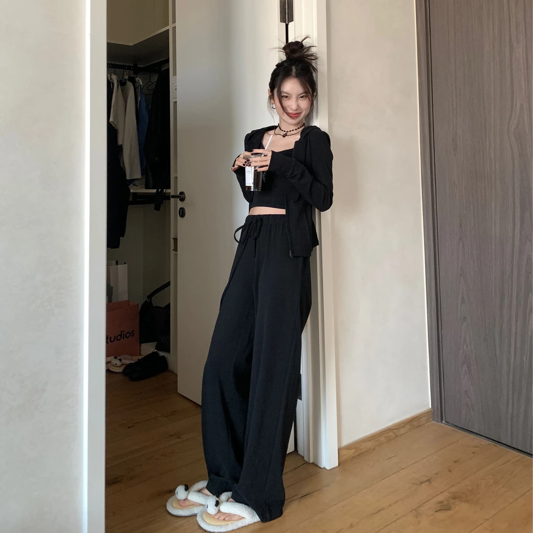 2024春款 早春韩系运动套装 显瘦外套吊带休闲裤三件套  JX86JX88