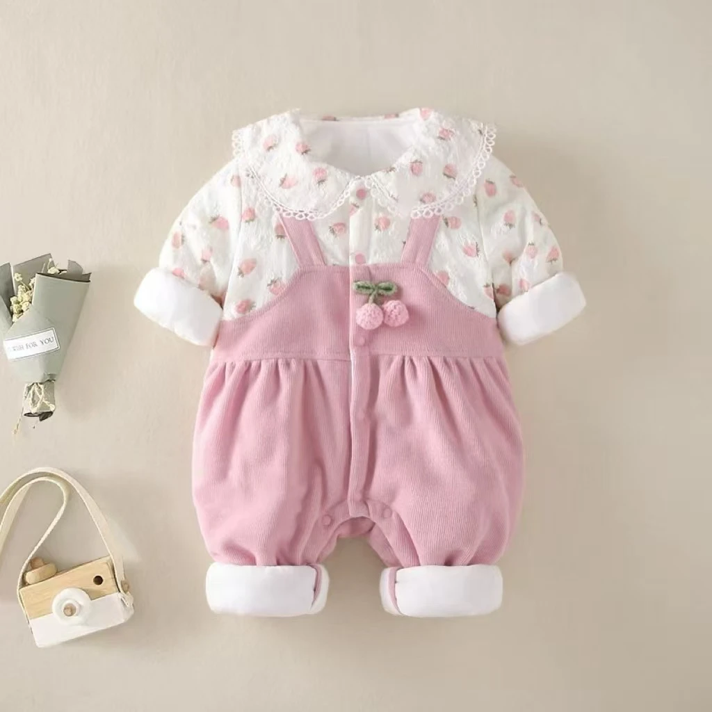 婴儿新生衣服可爱婴幼儿冬季外出宝宝连体衣公主满月哈衣周岁爬服