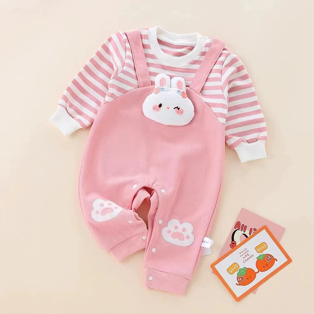 婴幼儿春秋新款长袖衣服男女宝宝卡通爬爬服满月连体衣长袖外出服