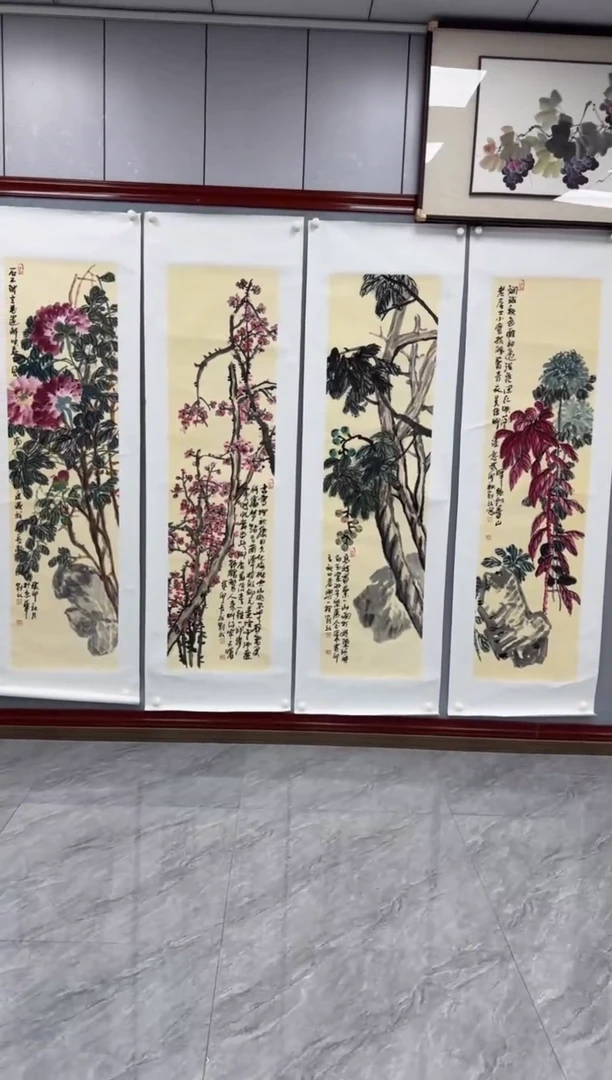 【闪购商品】绘画刘武四条屏-1