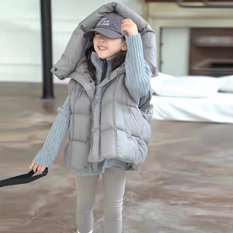 女童羽绒马甲冬装新款女孩坎肩外套儿童白鸭绒背心外穿羽绒服马夹