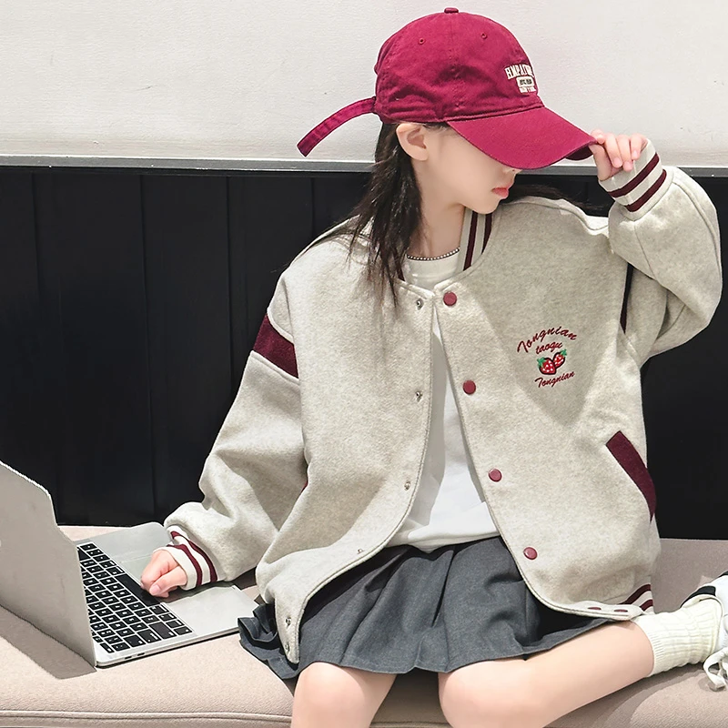女童外套秋冬款2024新款洋气加棉加厚夹克儿童秋季棒球服冬装上衣